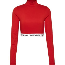 TOMMY JEANS T-SHIRT CROP A MANICHE LUNGHE CON COLLO ALTO