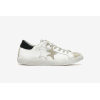 2 STAR SNEAKER LOW IN PELLE BIANCA CON DETTAGLI NERO/BEIGE - EFFETTO "USED"
