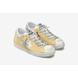 Alternative view of 2 STAR SNEAKER LOW IN CANVAS GIALLO DETTAGLI BLUE JEANS E GHIACCIO - EFFETTO "USED"