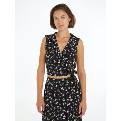TOMMY JEANS CROP TOP MODELLO SCALDACUORE A FIORI