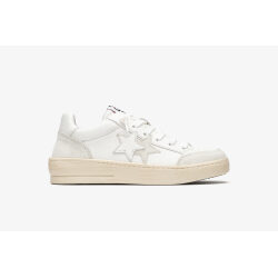 2 STAR SNEAKER NEW STAR IN PELLE BIANCA E DETTAGLI IN CROSTA GHIACCIO