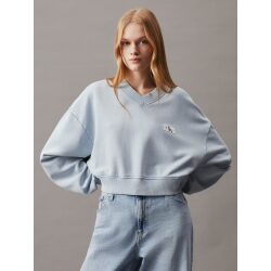 CALVIN KLEIN JEANS FELPA CON SCOLLO A V IN COTONE LAVATO