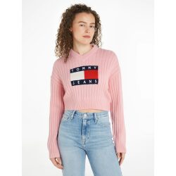 TOMMY JEANS PULLOVER CROP CON SCOLLO A V