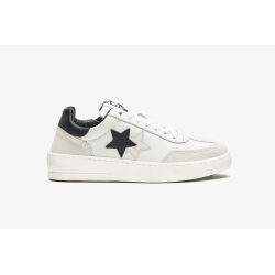 2 STAR SNEAKERS BOW STAR PELLE BIANCA CON DETTAGLI IN CROSTA GHIACCIO E PELLE NERA