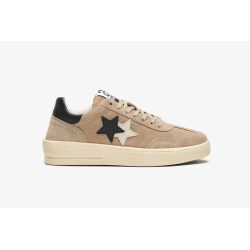 2 STAR SNEAKERS BOW STAR CROSTA BEIGE CON DETTAGLI PELLE NERA E GHIACCIO