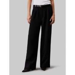 CALVIN KLEIN JEANS PANTALONI DRITTI IN CREPE PLISSETATO