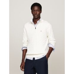 TOMMY HILFIGER PULLOVER A MAGLIA INTRECCIATA CON MEZZA ZIP
