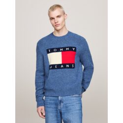 TOMMY JEANS PULLOVER MELANGE CON LANA E DISTINTIVO