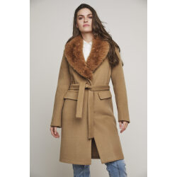 RINO & PELLE CAPPOTTO MEYA CON COLLO IN PELLICCIA ECOLOGICA