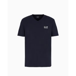 EA7 T-SHIRT CON SCOLLO A V CORE IDENTITY IN COTONE STRETCH